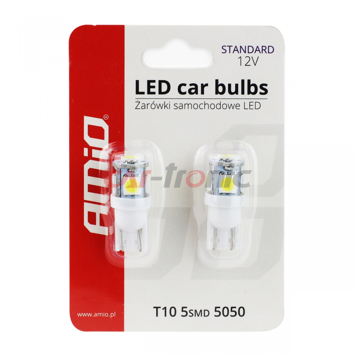Żarówki LED STANDARD T10 W5W 5xSMD 5050 12V AMIO-01284