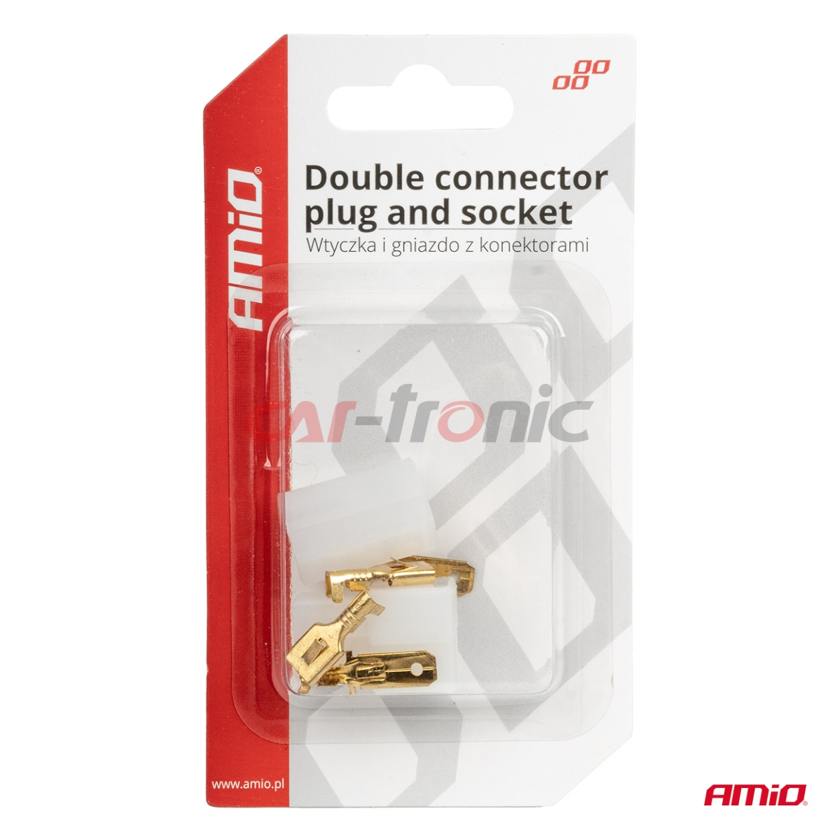 Wtyczka gniazdo kostka złącze elektryczne 2 PIN + konektory AMIO-03512