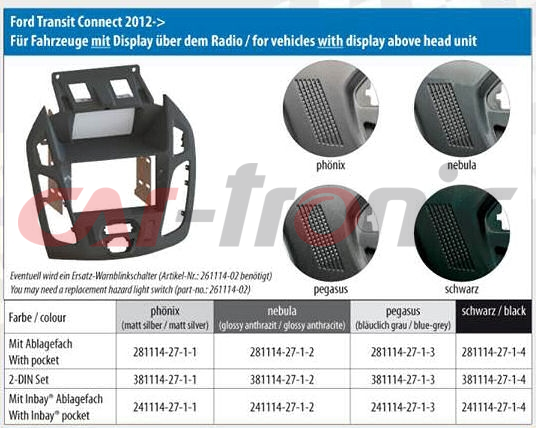 Ramka radiowa 2 DIN Ford Transit Connect 2012 - 2018 z fabrycznym wyświetlaczem