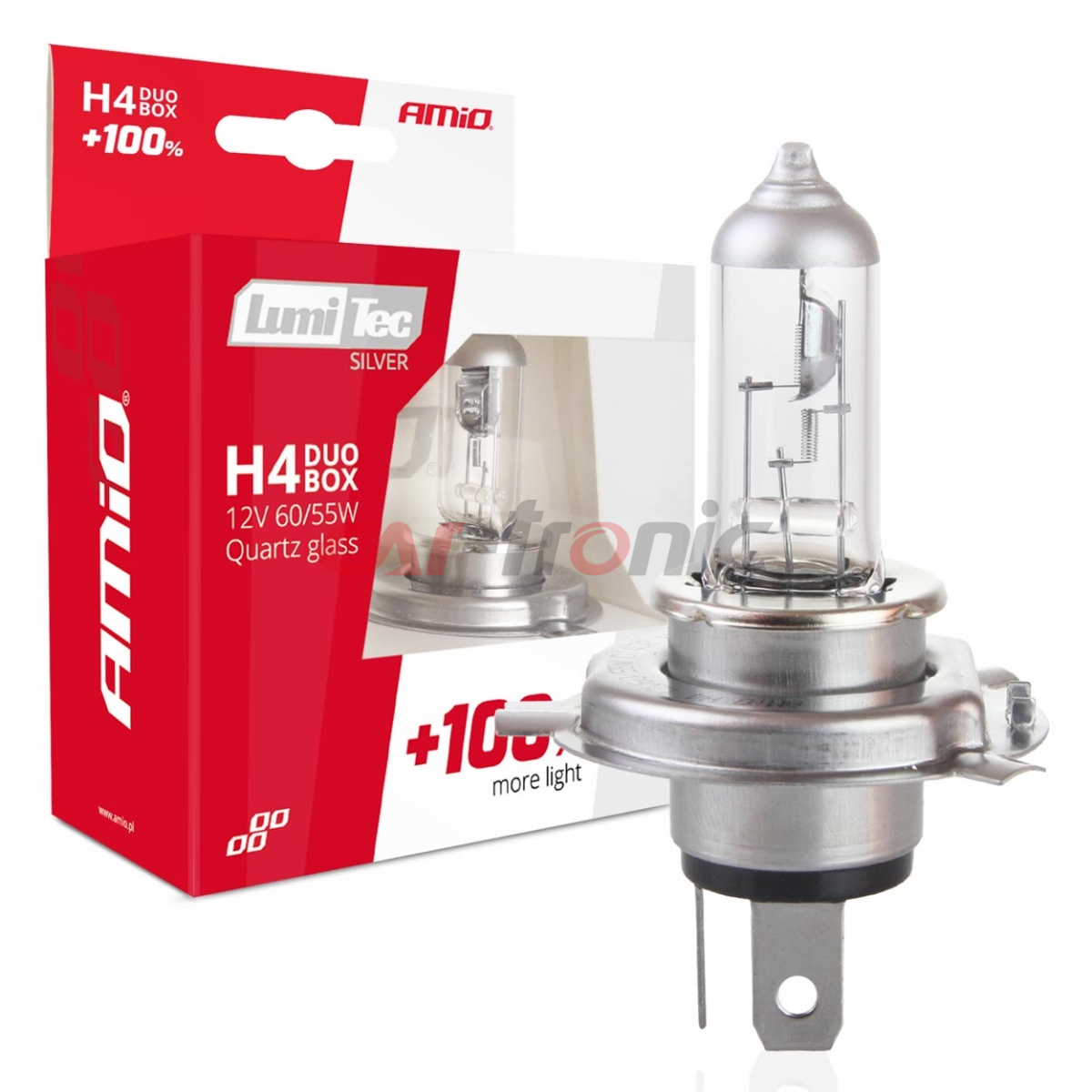 Żarówki halogenowe H4 12V 60/55W LumiTec SILVER +100% DUO AMIO-01402