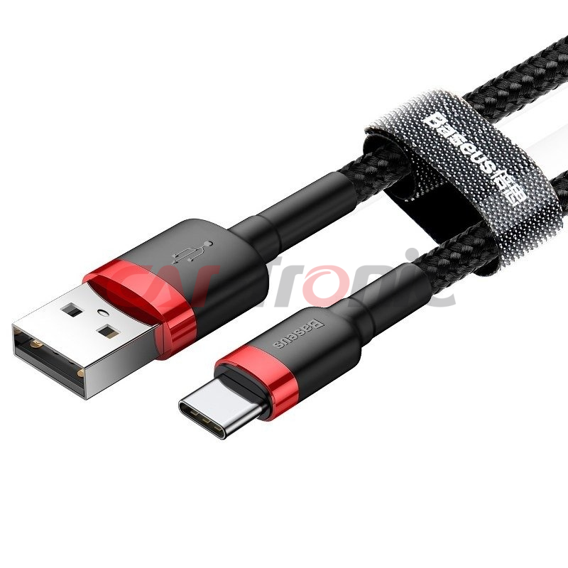 Kabel USB na USB-C Baseus Cafule 3A 1m czerwono-czarny