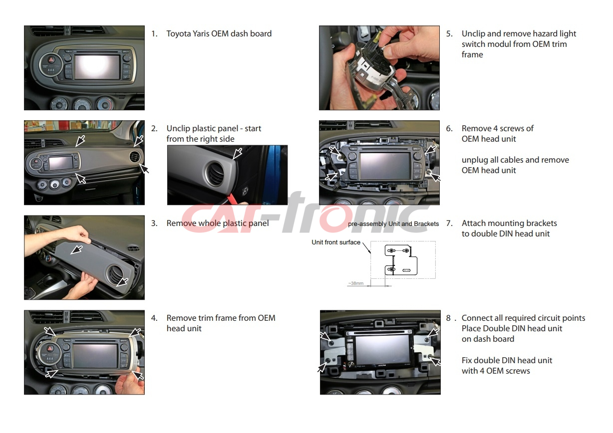 Ramka radiowa 2 DIN Toyota Yaris 10/2011- 07/2014 (XP13) srebna