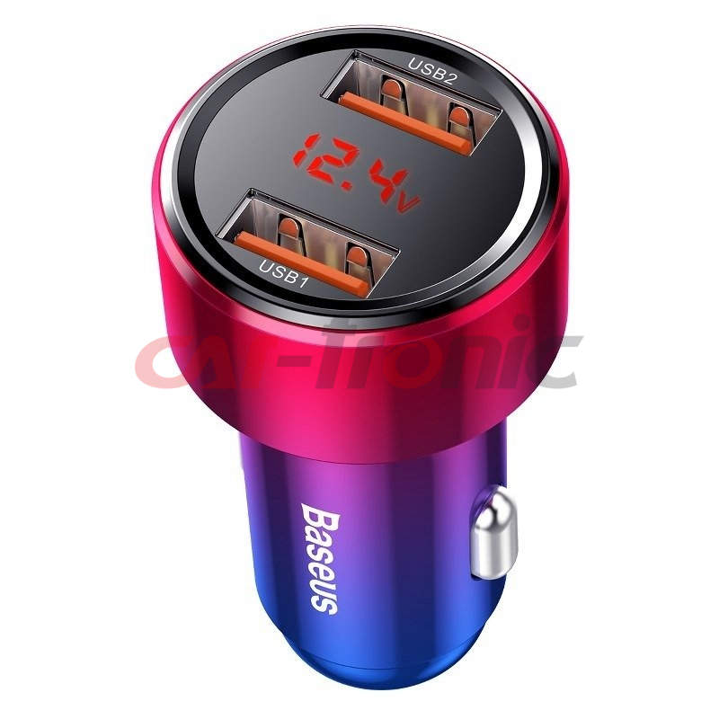 Ładowarka samochodowa Baseus Magic 2x USB QC 3.0 45W czerwono-niebieska