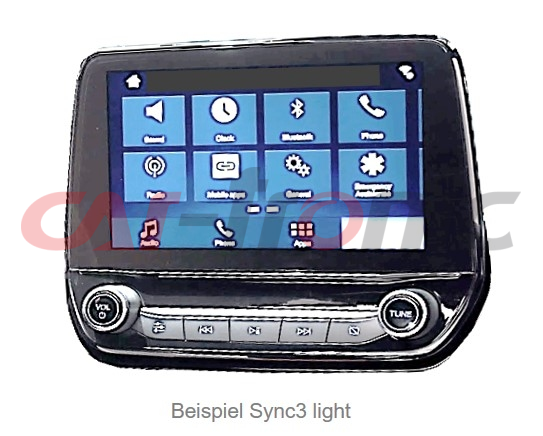 Interfejs Ford wersja Sony Sync3 Light (R5) z monitorem 6,5 cala, 7 cali lub 8 cali.