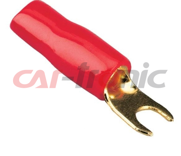 Konektor widełkowy pozłacany 6mm2 > 4,2mm czerwony