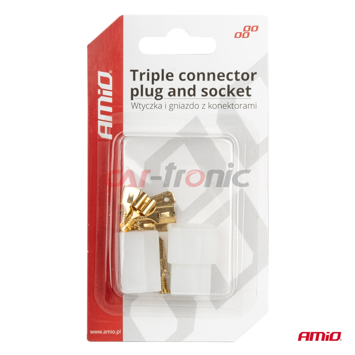 Wtyczka gniazdo kostka złącze elektryczne 3 PIN + konektory AMIO-03513