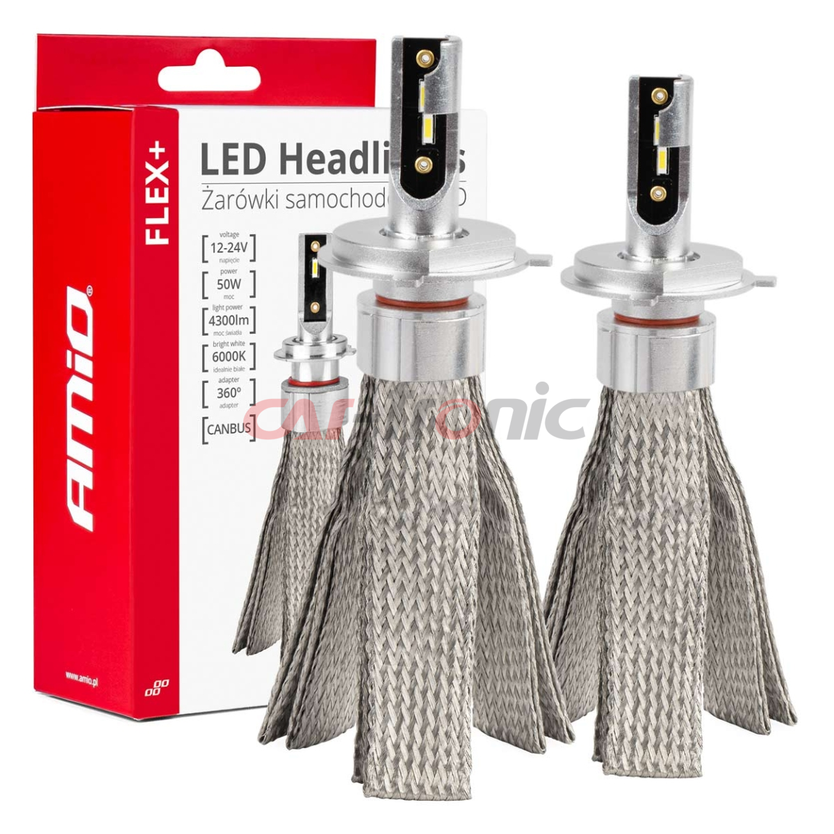 Żarówki samochodowe LED seria FLEX+ H4 6000K 12V 24V Canbus AMIO-03657