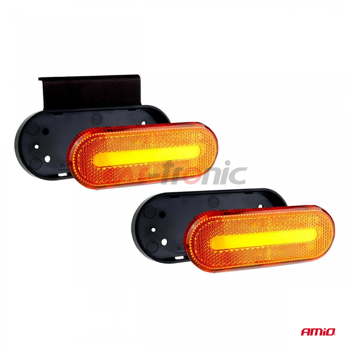 Lampa obrysowa LED OM-01-O owalna pomarańczowa AMIO-02374