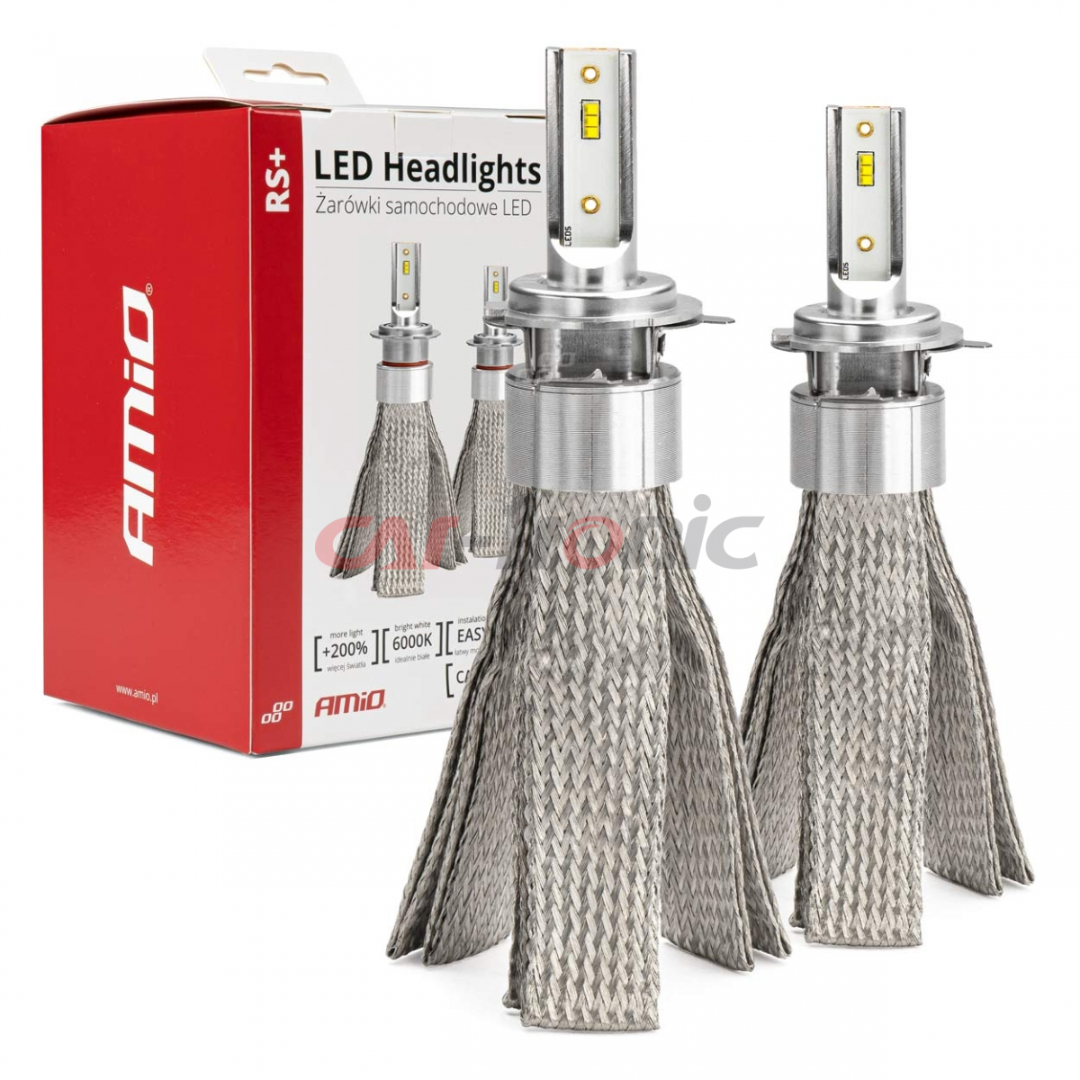 Żarówki samochodowe LED seria RS+ canbus H7-1 50W slim AMIO-01084