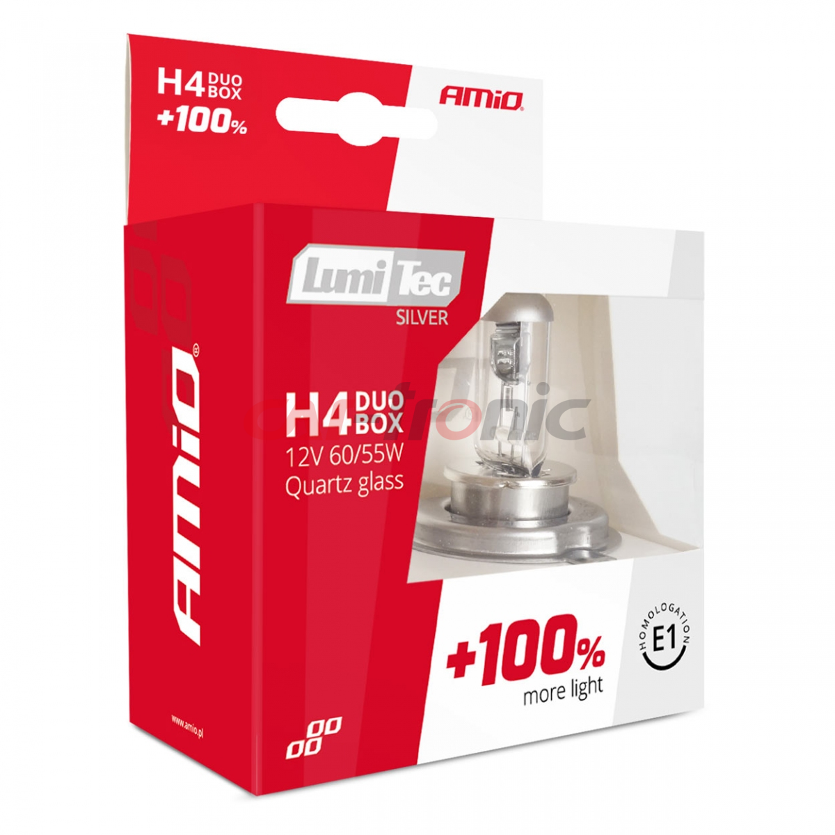 Żarówki halogenowe H4 12V 60/55W LumiTec SILVER +100% DUO AMIO-01402