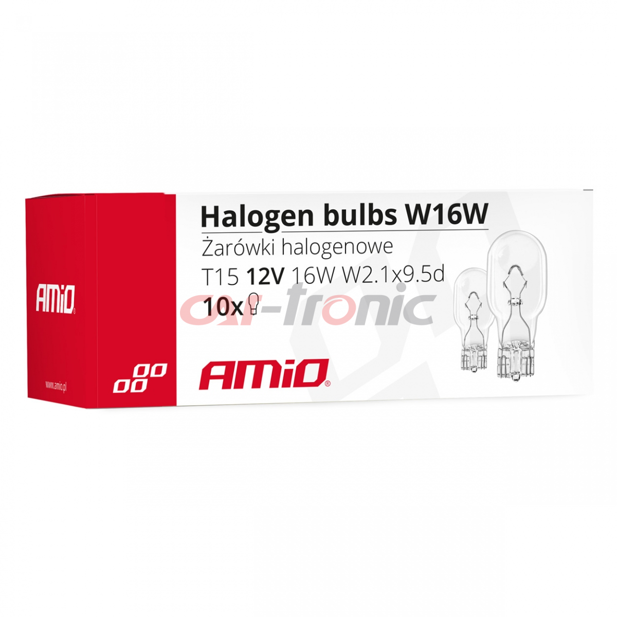 Żarówki halogenowe W16W T15 16W W2.1x9.5d 12V 10 szt. (E4) AMIO-02549
