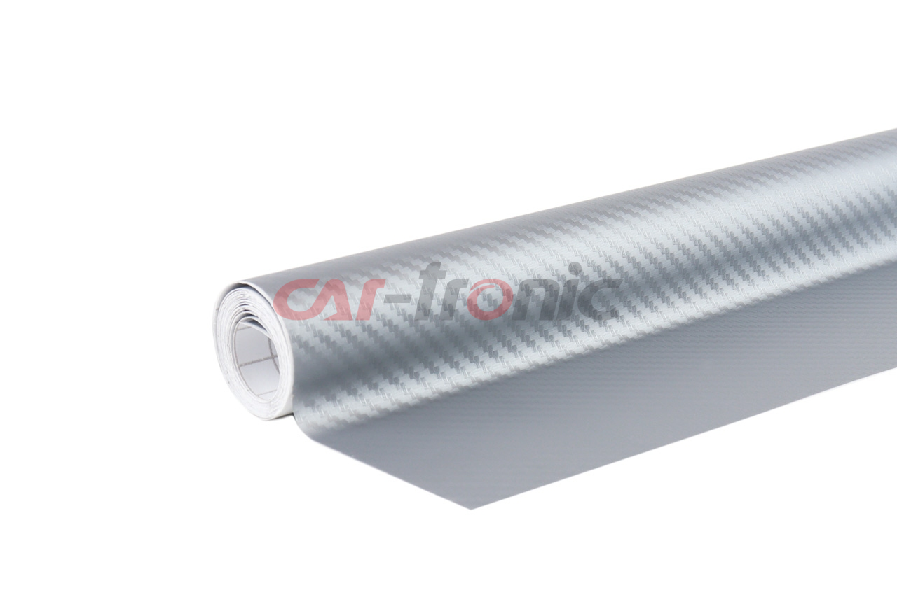 Folia karbonowa carbon 3D srebrna 30cm x 150cm AMIO-02600