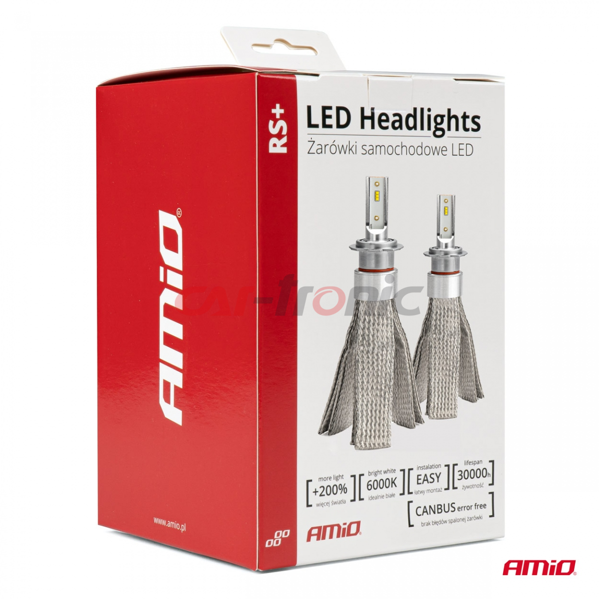 Żarówki samochodowe LED seria RS+ canbus H8/H9/H11 50W slim AMIO-01086