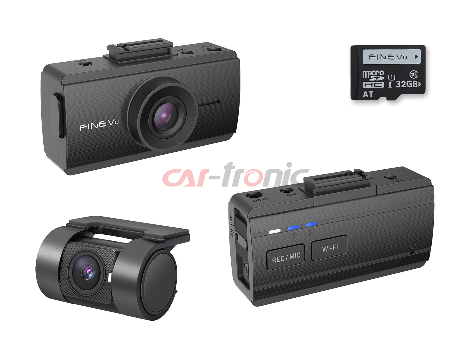 Wideorejestrator FineVu GX35, QHD+FHD, Sony Starvis-2, WiFi, GPS, HDR, ADAS, fotoradary, karta 32 GB