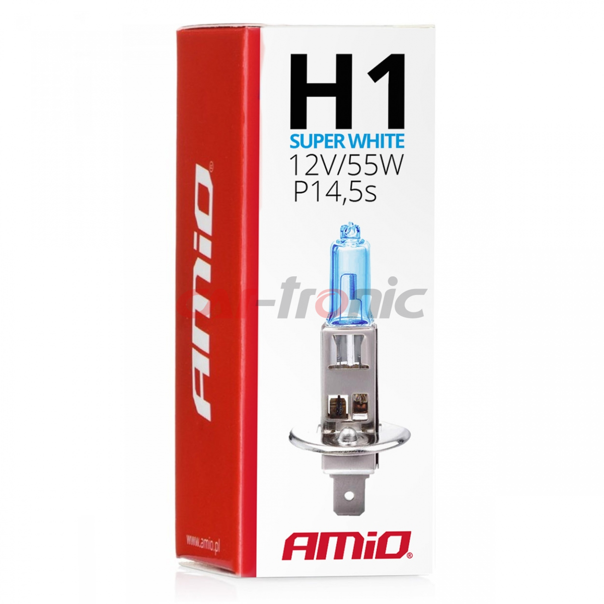 Żarówka halogenowa H1 12V 55W Super White AMIO-01489