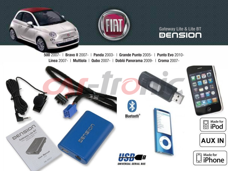Cyfrowa zmieniarka Dension Bluetooth,USB,iPod,iPhone,AUX - Fiat,Alfa Romeo,Lancia