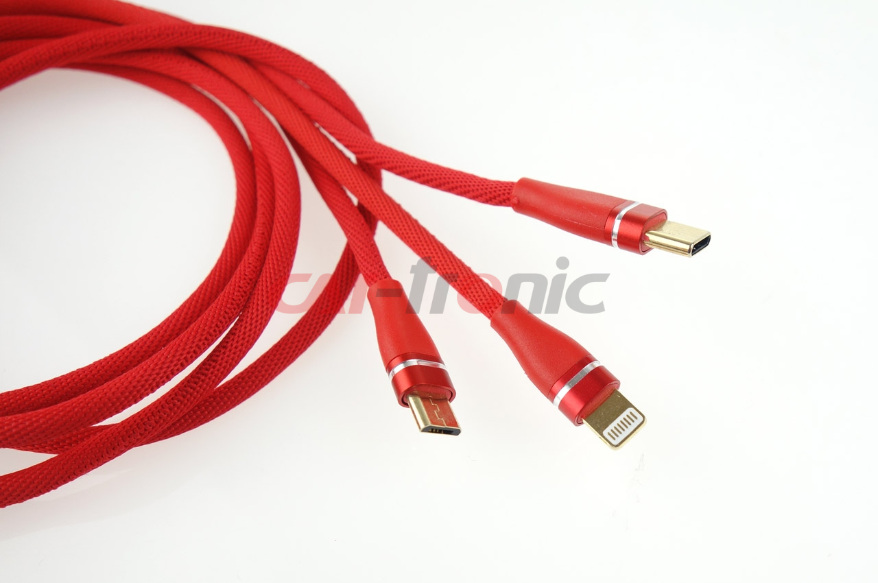 Kabel USB 3w1 Lightning USB-C micro USB 1.2 m 3.1A UC-7 AMIO-02178