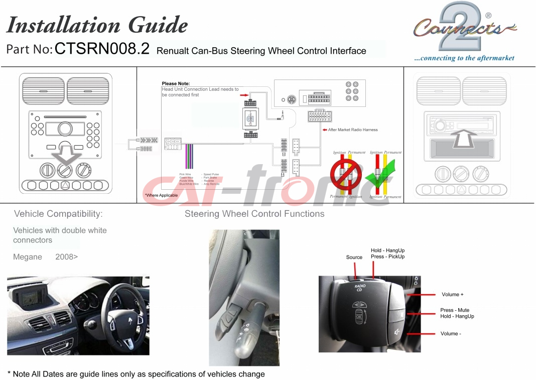 Adapter do sterowania z kierownicy Renault Megane, Captur, Clio, Master 2013 -> CTSRN008.2