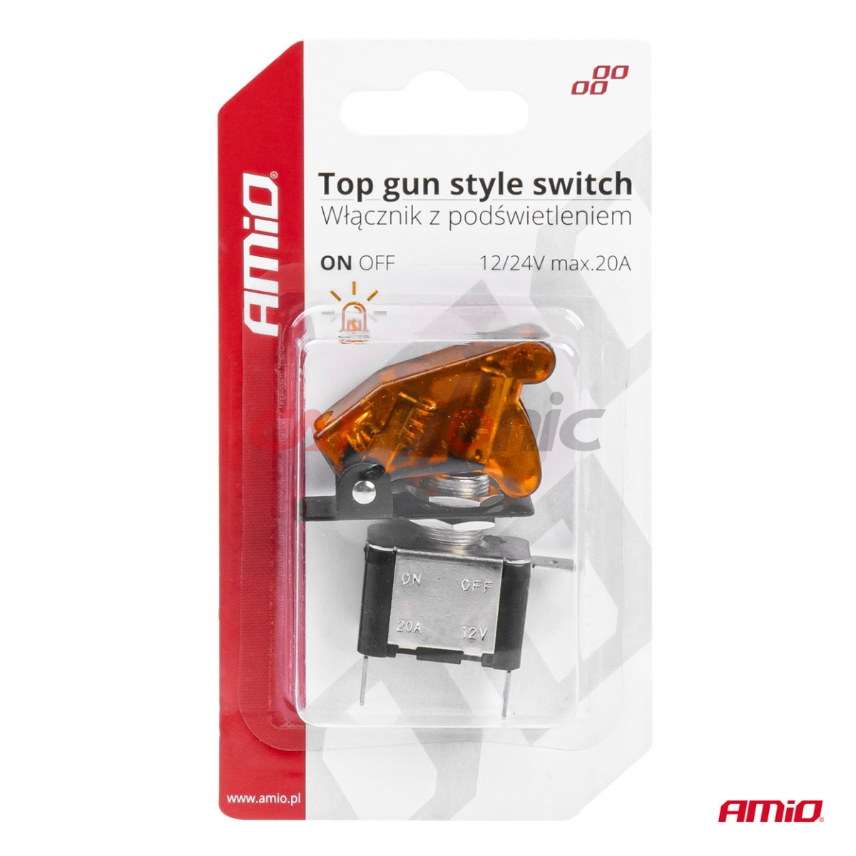 Włącznik z pomarańczowym podświetleniem Top Gun ON OFF AMIO-03094