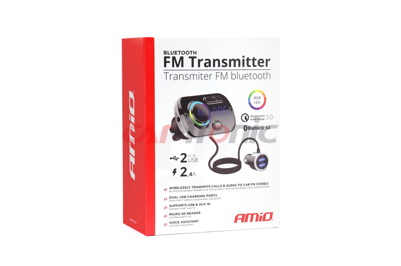 Transmiter FM z funkcją ładowarki 2,4A + QC 3.0 BT-03