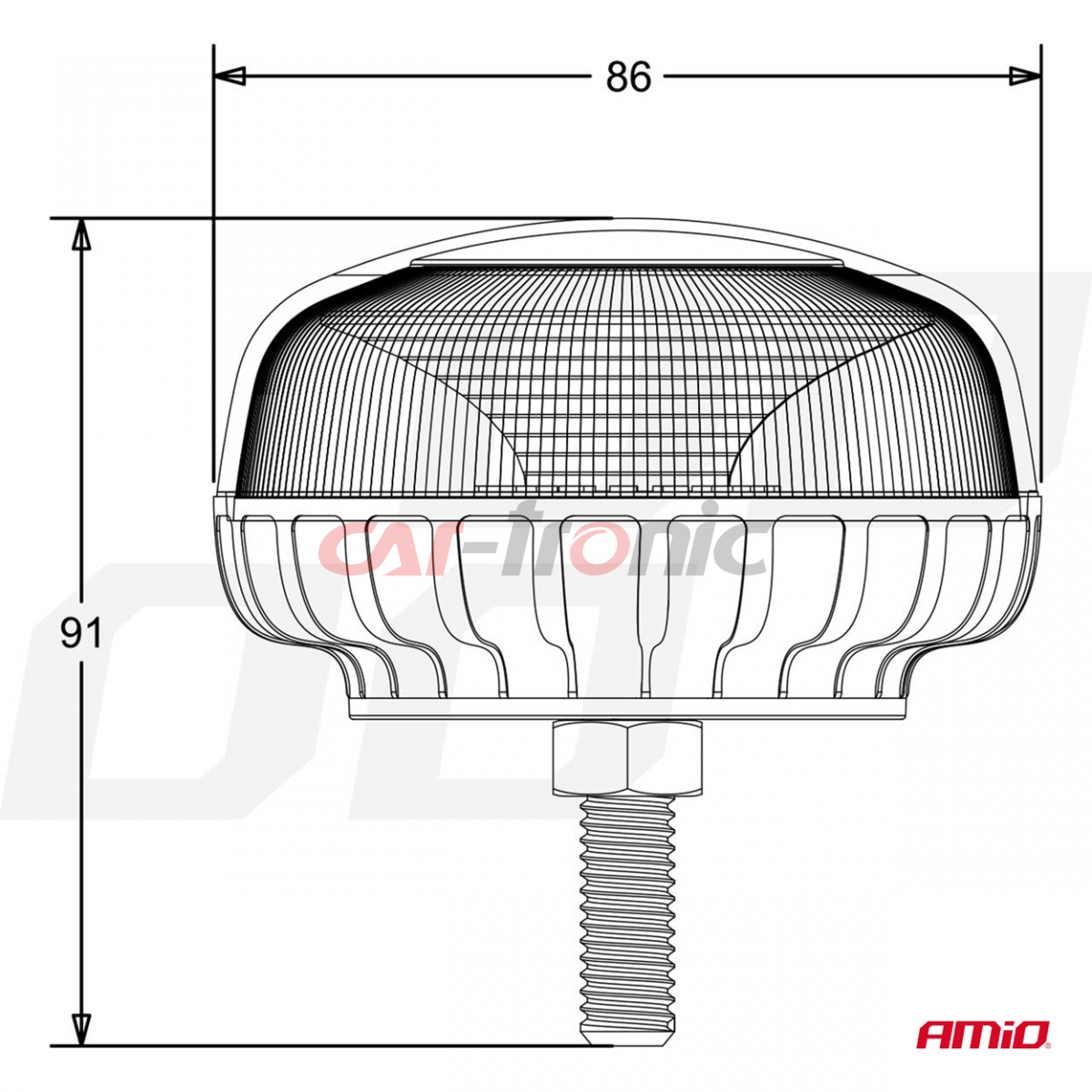 Lampa ostrzegawcza mini kogut 18 LED śruba R65 R10 12-24V W21sb AMIO-02923