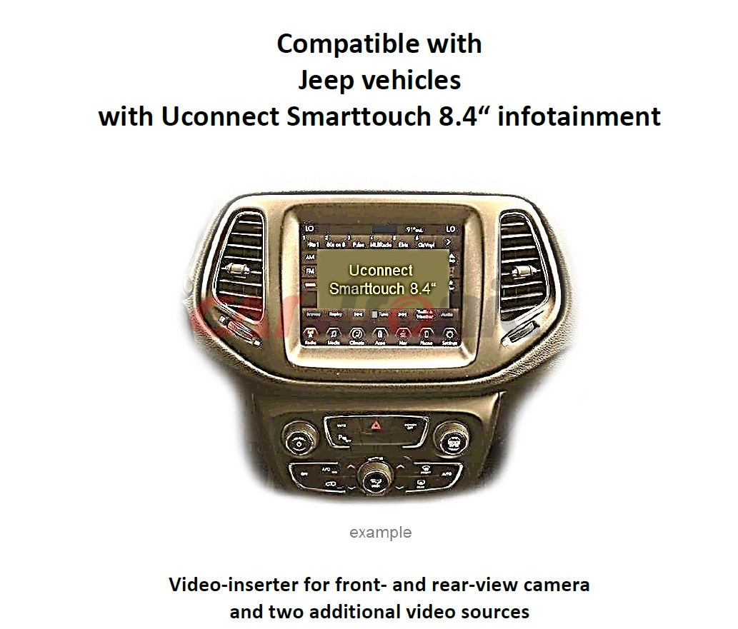 Adapter do kamery cofania Jeep Compass, Renegade, Wrangler 2018 -> Uconnect 8,4.