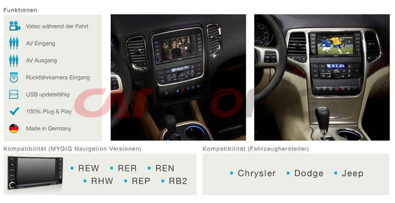 Interfejs do podłączenia kamery cofania i audio video MyGig Chrysler, Dodge i Jeep