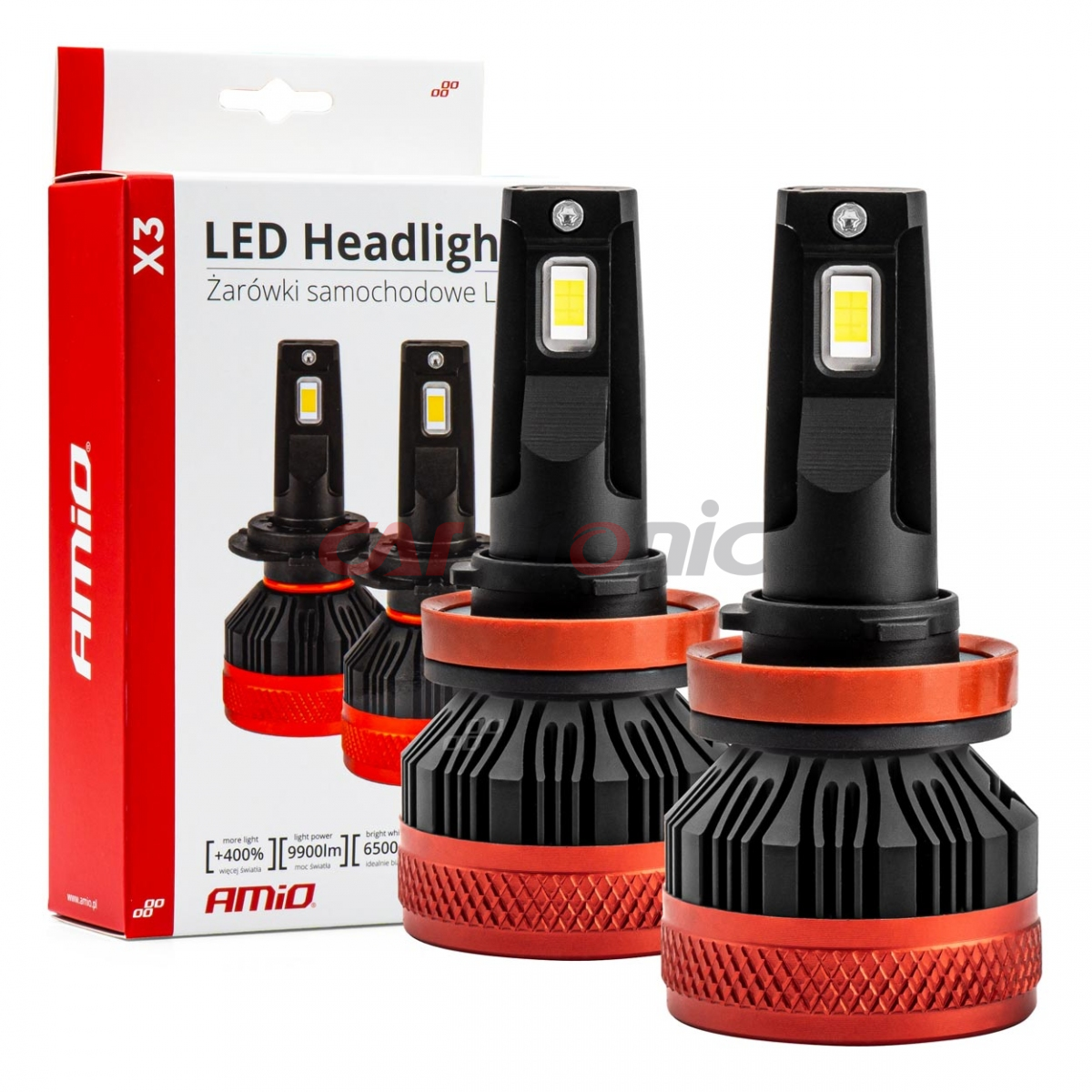 Żarówki samochodowe LED seria X3 H8 H9 H11 H16 6500K Canbus AMIO-02981
