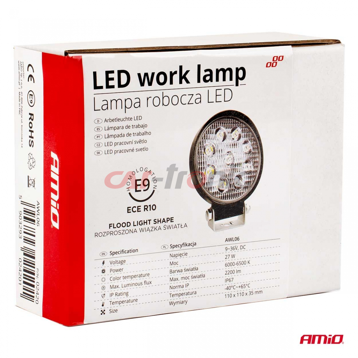 Lampa robocza halogen LED szperacz AWL06 9 LED AMIO-02420