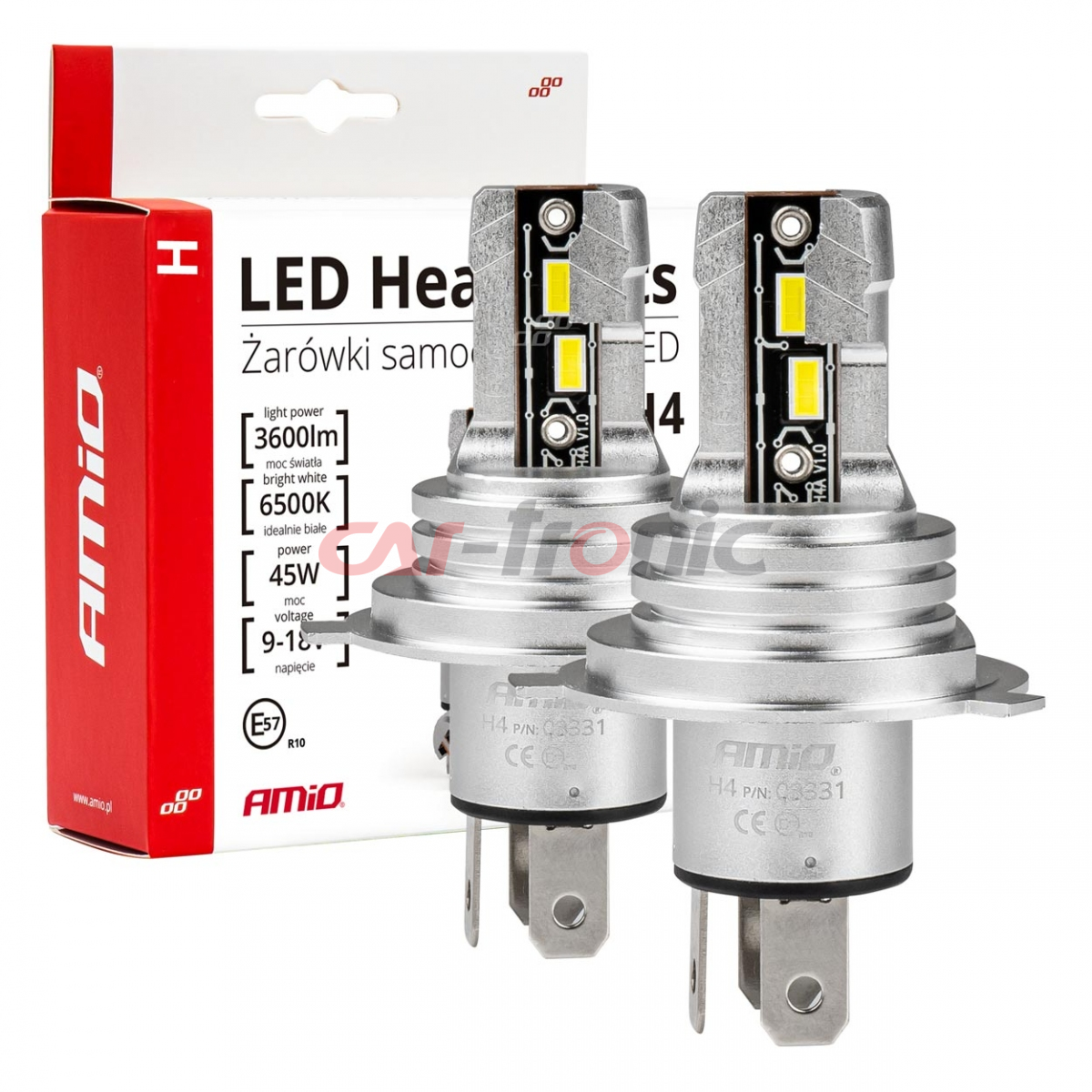 Żarówki samochodowe LED seria H-mini H4 6500K Canbus AMIO-03331