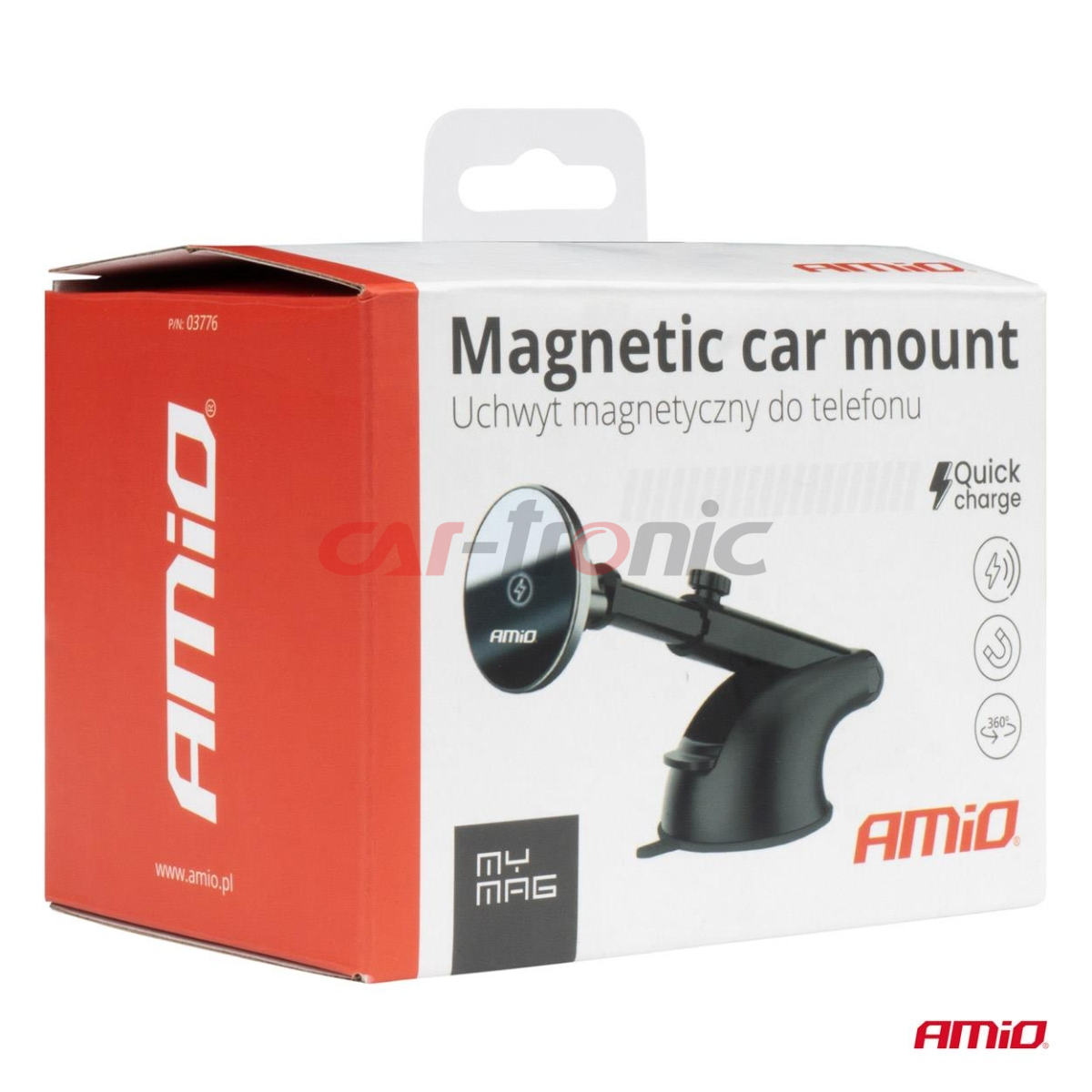 Uchwyt do samochodu na telefon z ładowarką indukcyjną na szybę kokpit My Mag 15W AMIO-03776