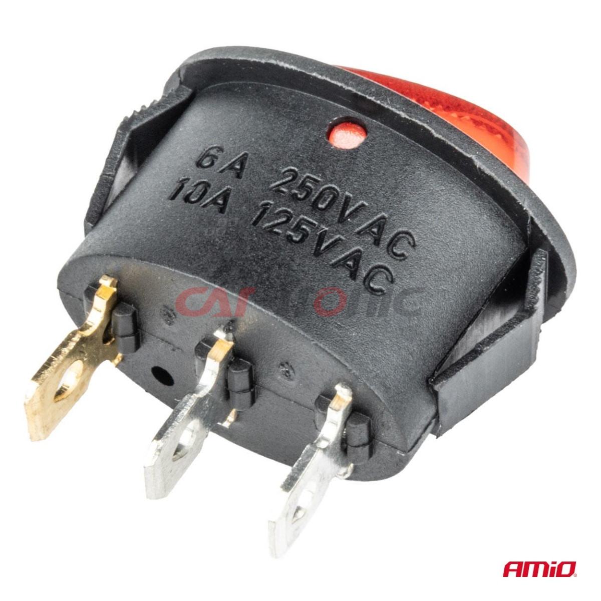 Włącznik przełącznik czerwonym owalny 12V 230V podświetlany BU01 AMIO-03612
